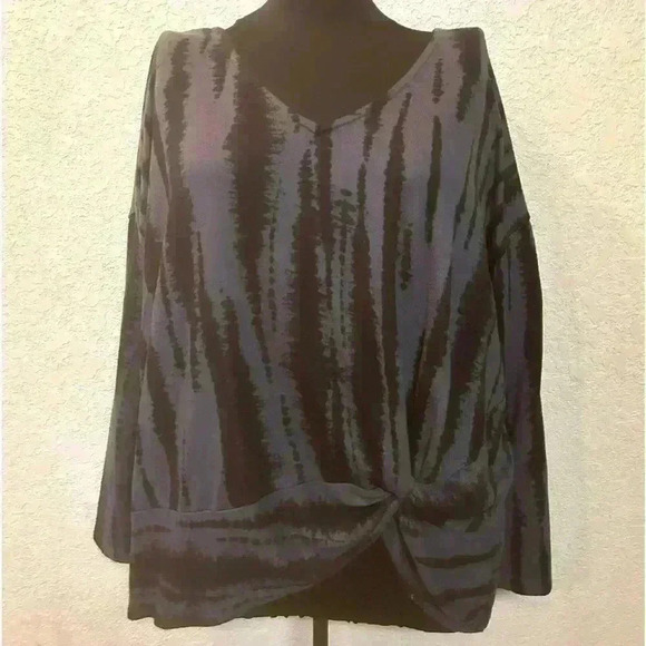 Terra‎ & Sky Women’s Plus Size Black Grey Super Soft Waist Knot Tunic 1X - Picture 1 of 9